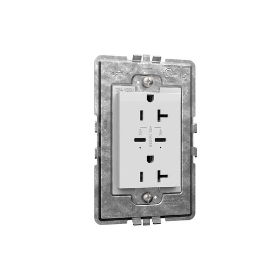 Pass And Seymour 3M 6A 30W USB-Power Delivery C/C 20A Receptacle White (ARTRUSB20PD30W4)
