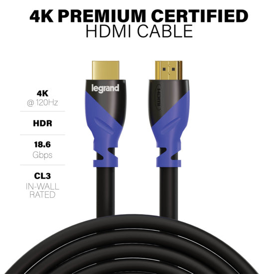 Pass and Seymour 4K Premium Certified HDMI Cable 1M  (AC4K1MBK)