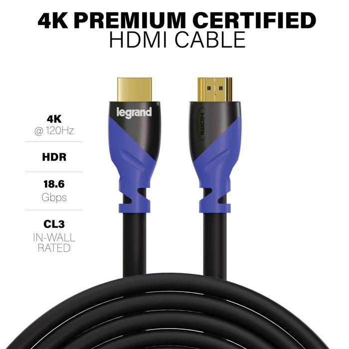Pass and Seymour 4K Premium Certified HDMI Cable 2M  (AC4K2MBK)