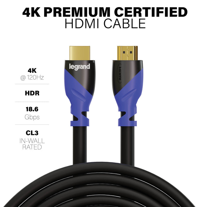 Pass and Seymour 4K Premium Certified HDMI Cable 3M  (AC4K3MBK)