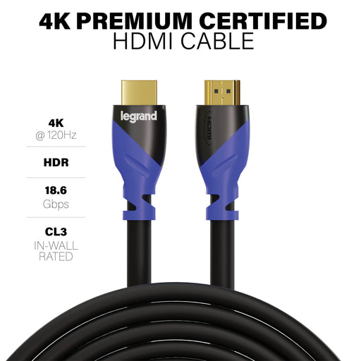 Pass and Seymour 4K Premium Certified HDMI Cable 4M  (AC4K4MBK)