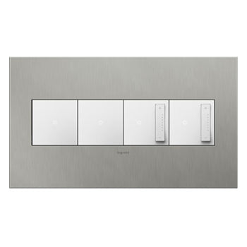Pass And Seymour Brushed Stainless Steel 4-Gang Wall Plate (AWC4GBS4)