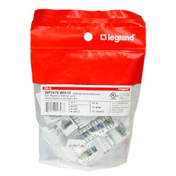 Pass And Seymour CAT6 Quick/Click A/B Keystone Connector White (WP3476WH)