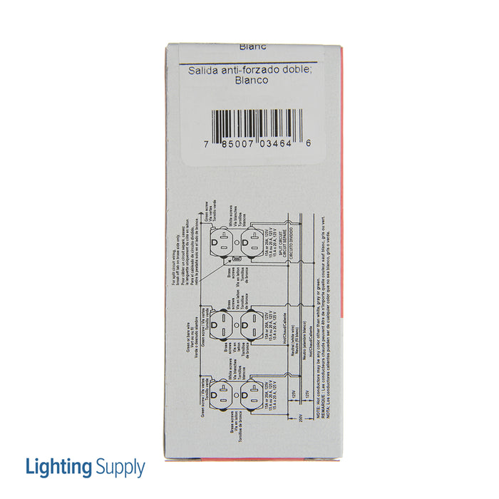 Pass And Seymour Commercial Receptacle Duplex 15A 125V Back And Side Wire White (TR5252W)