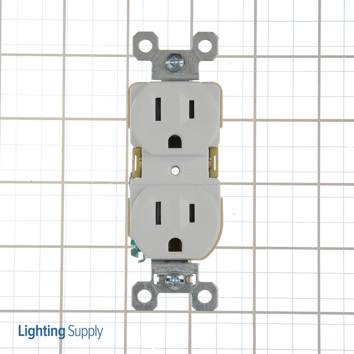 Pass And Seymour Commercial Receptacle Duplex 15A 125V Back And Side Wire White (TR5252W)