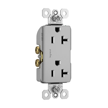 Pass And Seymour Commercial Tamper-Resistant Decorator Receptacle 20A 125V Back And Side Wire Gray (TR26352GRY)