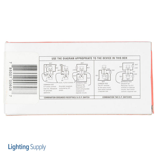 Pass And Seymour Combination Switch 1P 15A120V Pilot Light 1/25 (692G)