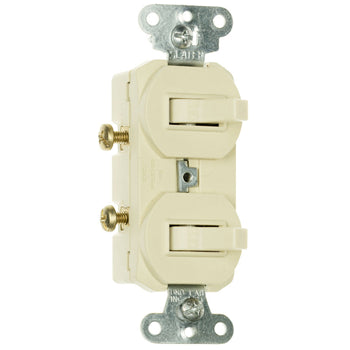 Pass And Seymour Combination 2 Switch 1P 15A 120/277V With Ground Ivory (690IG)