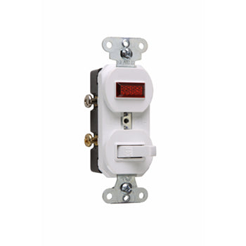 Pass And Seymour Combination Switch 1P 15A120V Pilot Light 1/25 White (692WG)