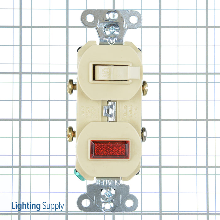 Pass And Seymour Combination Switch 1P15A 120V Pilot Light 1/25 (692IG)