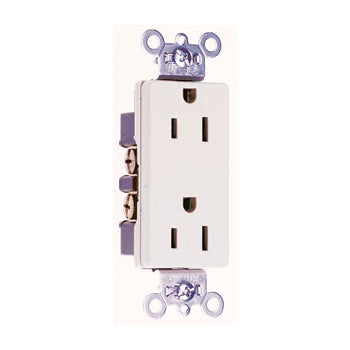 Pass And Seymour Decorator Receptacle 15A 125V Side And Back Wire White (26252W)
