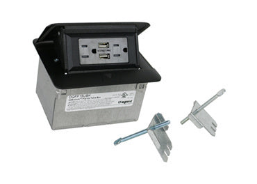 Pass And Seymour deQuorum Flip-Up Field Wired With 15A USB Black (DQFF15UBK)