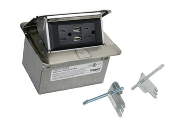 Pass And Seymour deQuorum Flip-Up Field Wired With 15A USB Stainless Steel (DQFF15UST)