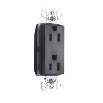 Pass And Seymour Duplex Decorator Receptacle Tamper-Resistant 15A 125V Black (PTTR26262BK)