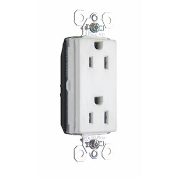 Pass And Seymour Duplex Decorator Receptacle Tamper-Resistant 15A 125V White (PTTR26262W)