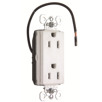 Pass And Seymour Duplex Decorator Receptacle Tamper-Resistant Split Circuit 15A 125V White (PTTR26262SCW)