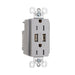 Pass And Seymour Duplex Receptacle 15A Tamper-Resistant Spec With 3.1A USB Charge Gray (TR5262USBGRY)
