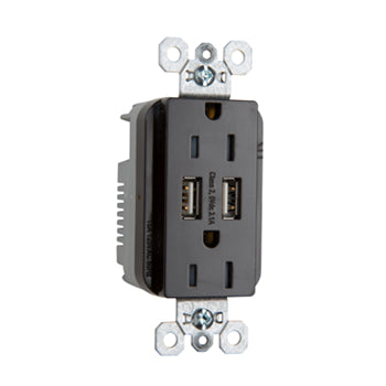 Pass And Seymour Duplex Receptacle 15A Tamper-Resistant Spec With 3.1A USB Charge (TR5262USB)
