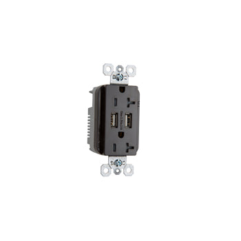 Pass And Seymour Duplex Receptacle 20A Tamper-Resistant Spec With 3.1A USB Charge (TR5362USB)