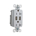 Pass And Seymour Duplex Receptacle 20A Tamper-Resistant Spec With 3.1A USB Charge White (TR5362USBW)
