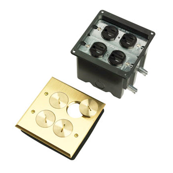 Pass And Seymour Floor Box 2-Gang 2 Duplex Receptacle Brass (FB2TRDR2B)