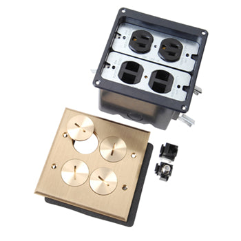 Pass And Seymour Floor Box 2-Gang Duplex Receptacle LV Brass (FB2TRDRKS4B)