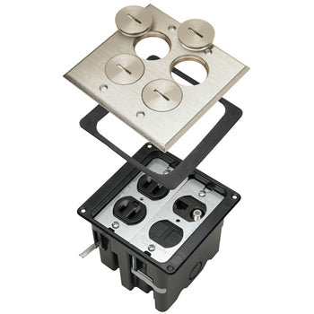 Pass And Seymour Floor Box 2-Gang Duplex Receptacle LV Nickel (FB2TRDRKS4N)