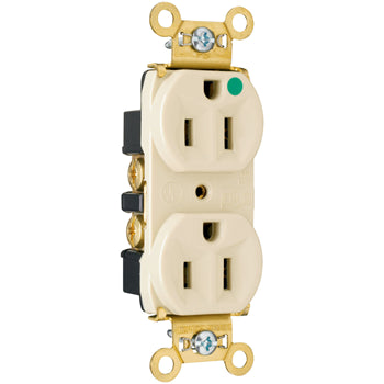 Pass And Seymour Hospital Grad Duplex Receptacle 15A 125VAC Ivory (PS8200HI)
