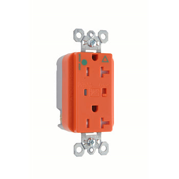 Pass And Seymour Hospital Grade Isolated Ground Surge Protective Duplex Receptacle Tamper-Resistant 20A/125V Alarm Orange (TRIG8300OSP)