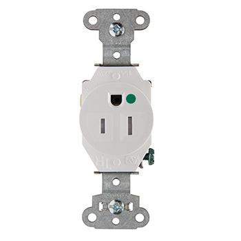 Pass And Seymour Hospital Grade Receptacle Single Tamper-Resistant Back And Side Wire 15A/125V White (TR8201W)