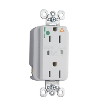 Pass And Seymour Isolated Ground TVSS Hospital Grade Receptacle 15A 125V Alarm White (IG8200WSP)