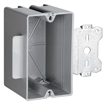 Pass And Seymour Plastic Box 1-Gang 18 Cubic Inch With Quick/Click Offset Bracket Gray (S118S50)