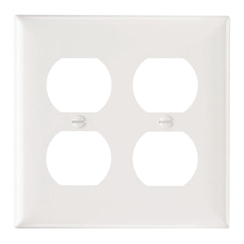 Pass And Seymour Plate Plastic 2-Gang 2 Duplex Without Line White (SP82W)