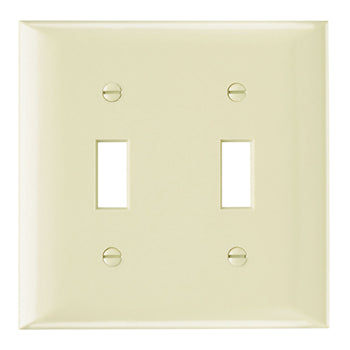 Pass And Seymour Plate Plastic 2-Gang 2 Toggle Without Line Ivory (SP2I)