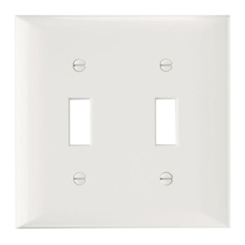 Pass And Seymour Plate Plastic 2-Gang 2 Toggle Without Line White (SP2W)