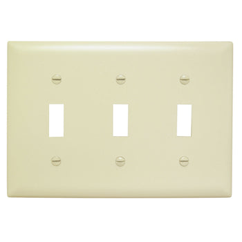 Pass And Seymour Plate Plastic 3-Gang 3 Toggle Without Line Ivory (SP3I)