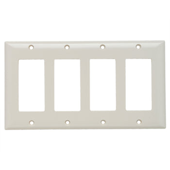 Pass And Seymour Plate Plastic 4-Gang 4 SPLEX Without Line Light Almond (SP264LA)