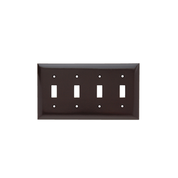 Pass And Seymour Plate Plastic 4-Gang 4 Toggle Without Line Brown (SP4)