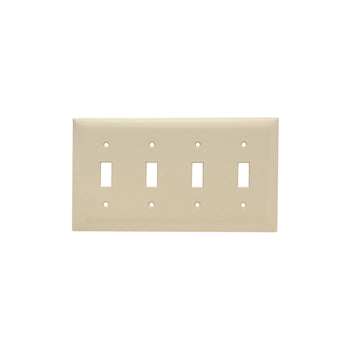 Pass And Seymour Plate Plastic 4-Gang 4 Toggle Without Line Ivory (SP4I)