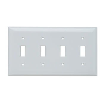 Pass And Seymour Plate Plastic 4-Gang 4 Toggle Without Line White (SP4W)