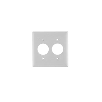 Pass And Seymour Plate Plastic 2-Gang 2 Single Receptacle Without Line White (SP72W)