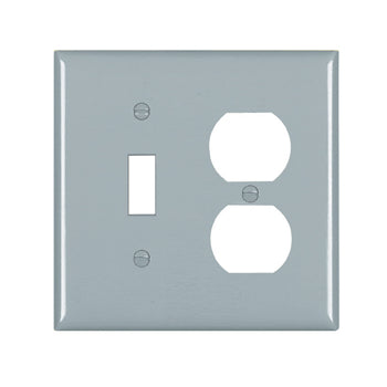 Pass And Seymour Plate Plastic 2-Gang Toggle/Duplex Without Line Gray (SP18GRY)