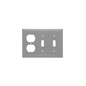 Pass And Seymour Plate Plastic 3-Gang 2 Toggle/Duplex Without Line Gray (SP28GRY)