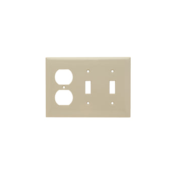 Pass And Seymour Plate Plastic 3-Gang 2 Toggle/Duplex Without Line Ivory (SP28I)