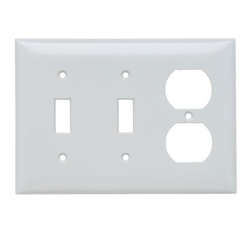 Pass And Seymour Plate Plastic 3-Gang 2 Toggle/Duplex Without Line White (SP28W)