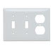 Pass And Seymour Plate Plastic 3-Gang 2 Toggle/Duplex Without Line White (SP28W)
