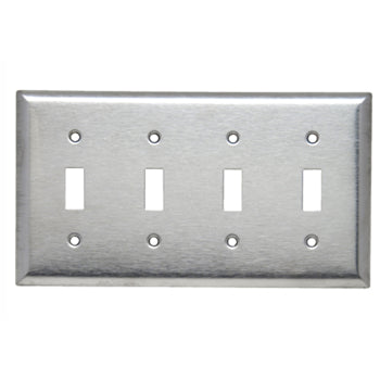 Pass And Seymour Plate SS430 4-Gang 4 Toggle Without Line (SL4)
