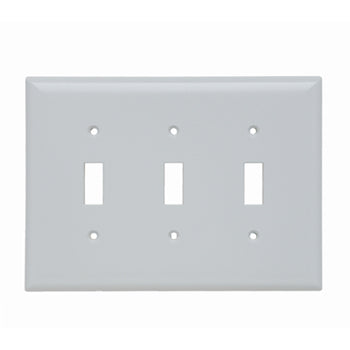 Pass And Seymour Plastic Plate Junior Jumbo 3-Gang 3 Toggle Without Line White (SPJ3W)