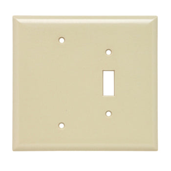 Pass And Seymour Plastic Plate Jumbo 2-Gang Blank/Toggle Without Line Ivory (SPO113I)