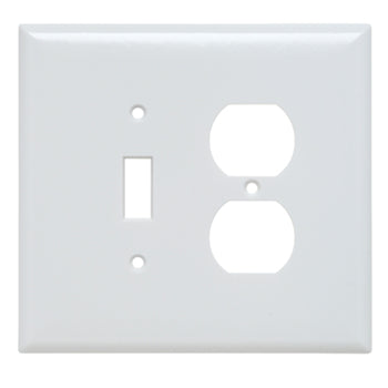 Pass And Seymour Plastic Plate Jumbo 2-Gang Toggle/Duplex Without Line White (SPO18W)